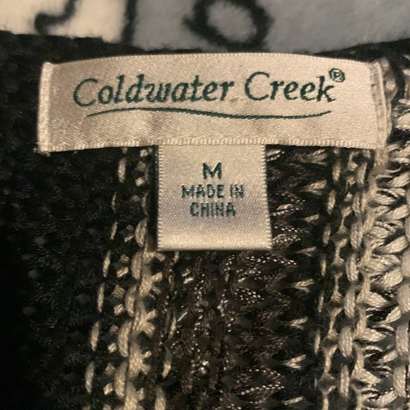 Coldwater Creek M black and white striped knitted cardigan with button closure - Picture 3 of 7